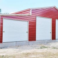 Red metal garage