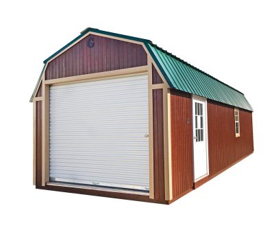 Portable garage with barn loft, brown