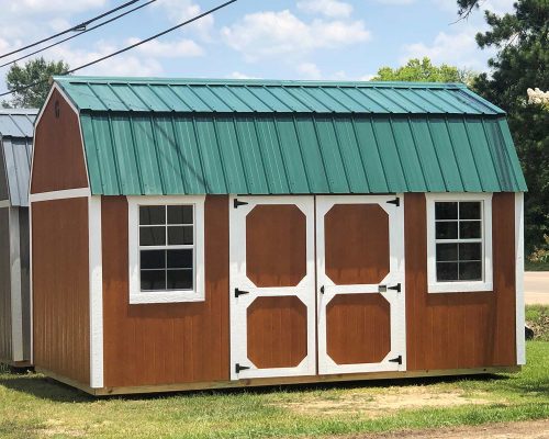 Portable barn with side loft, brown